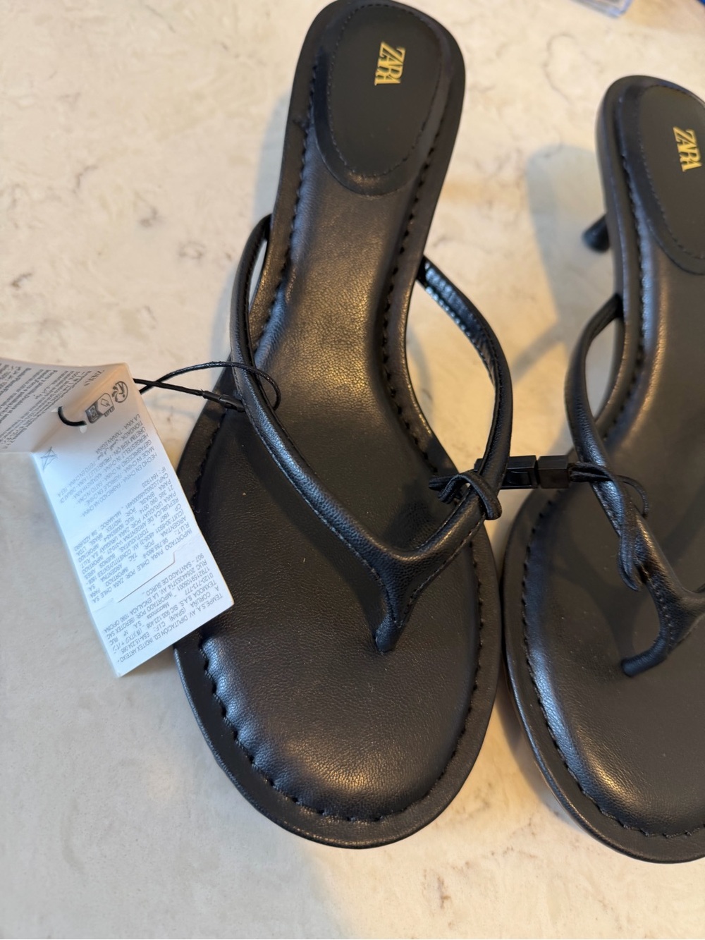 Zara Black Kitten Heel Sandals 40 NWT